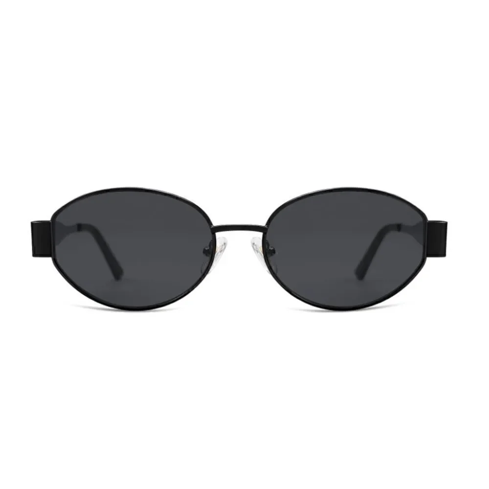 Black Retro Oval Sunglasses
